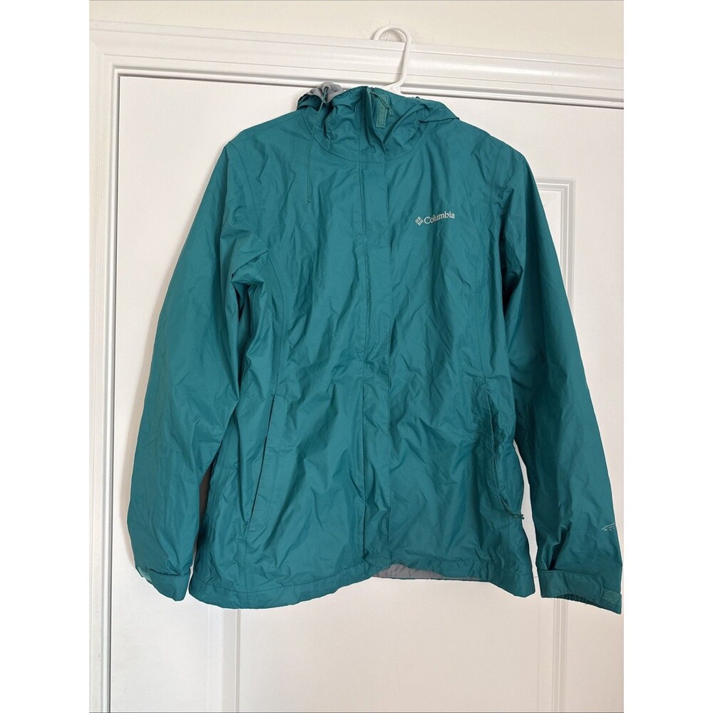 Columbia Arcadia II Women's SMALL Teal Rain Jacket Omni-Tech Waterproof Packable
